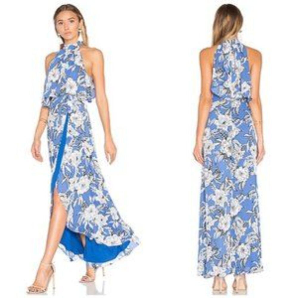 LOVERS + FRIENDS Golden Ray Maxi Dress Womens Size S Blue Floral Sleeveless
